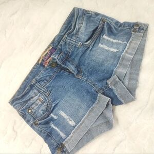 Wallflower Blue Distressed Jeans with Vintage Wash Sz 3 2" Inseam